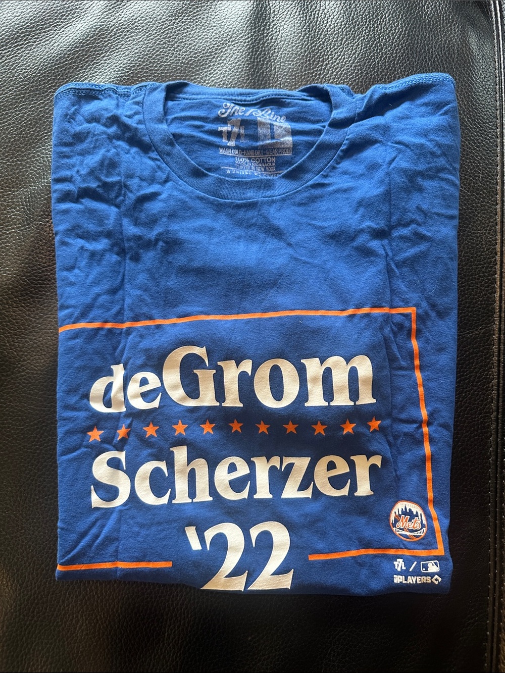 NWOT The League deGrom Scherzer '22 Blue Short Sleeve Tee